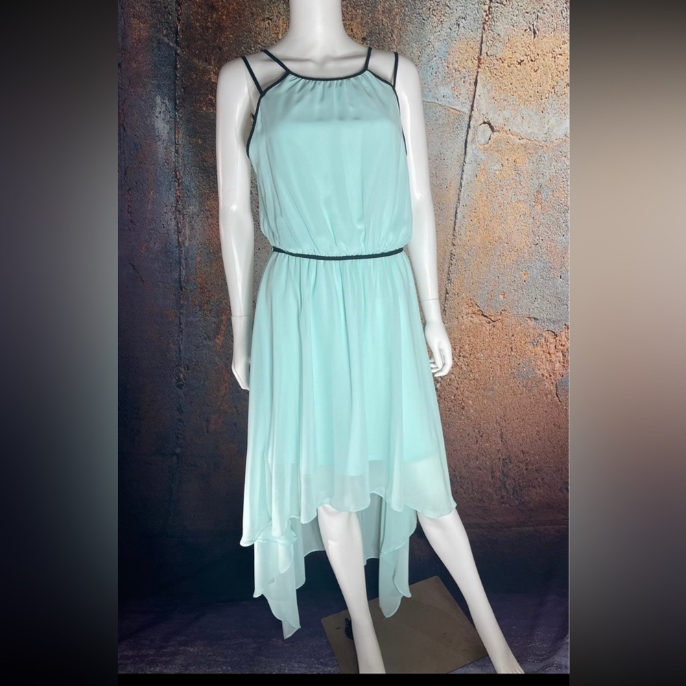 Mint with black high low dress
